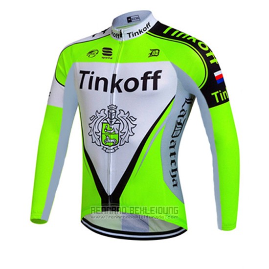 2016 Fahrradbekleidung Tinkoff Grun und Shwarz Trikot Langarm und Tragerhose